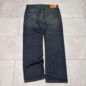 Levi's 501 Original Fit W38 L32 Dark Wash Distressed Straight Leg Denim Jeans